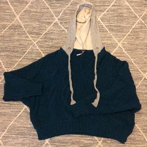 Free People oversized cable knit hoodie sweater
